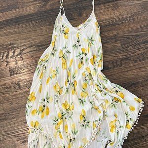 GOA Lemon print asymmetrical swimsuit coverup summer dress